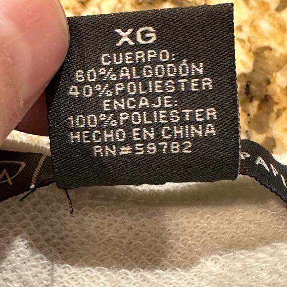 Adrianna Papell Women’s XL Ivory Long Sleeve Lace Front Sweatshirt - Picture 6 of 10